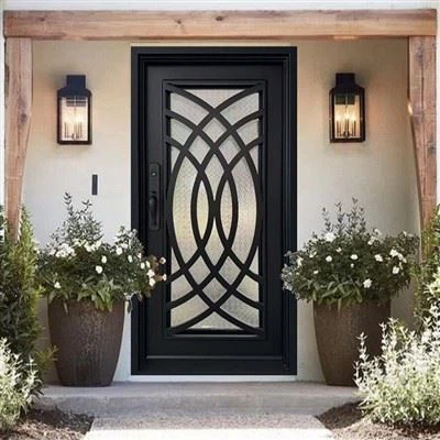Украсете стъклена врата от ковано желязо Arc America